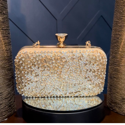 Champagne metal evening bag