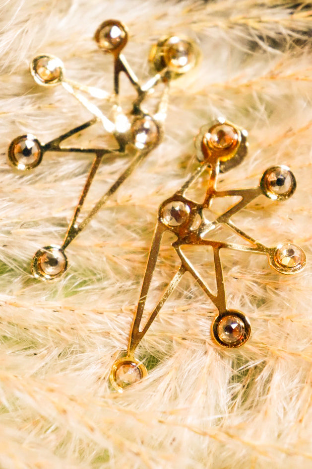 STARBURST GOLDEN SWAROVSKI CRYSTAL EARRINGS